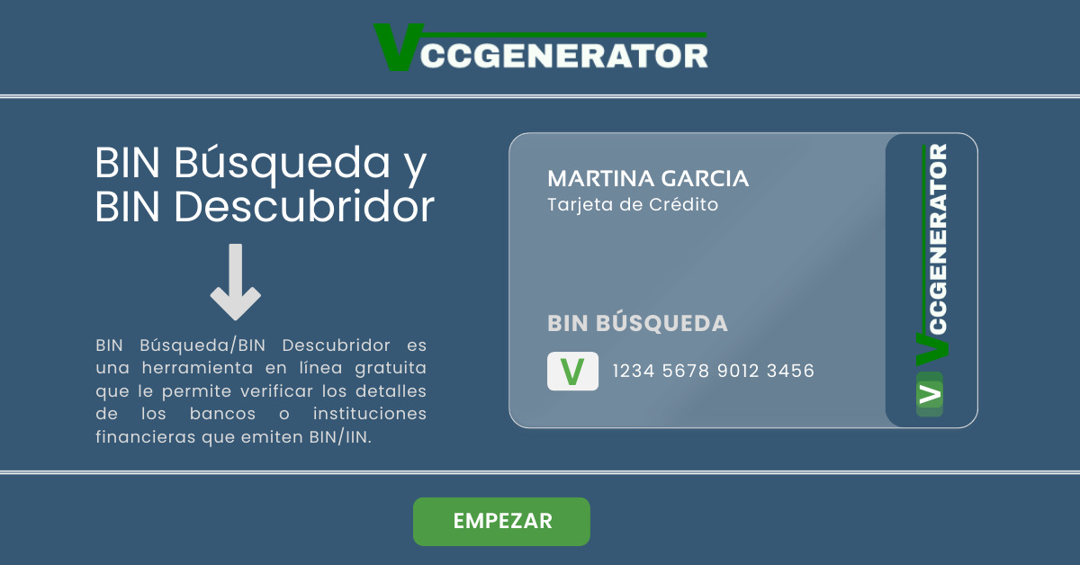 BIN Búsqueda y BIN Descubridor VCCGenerator