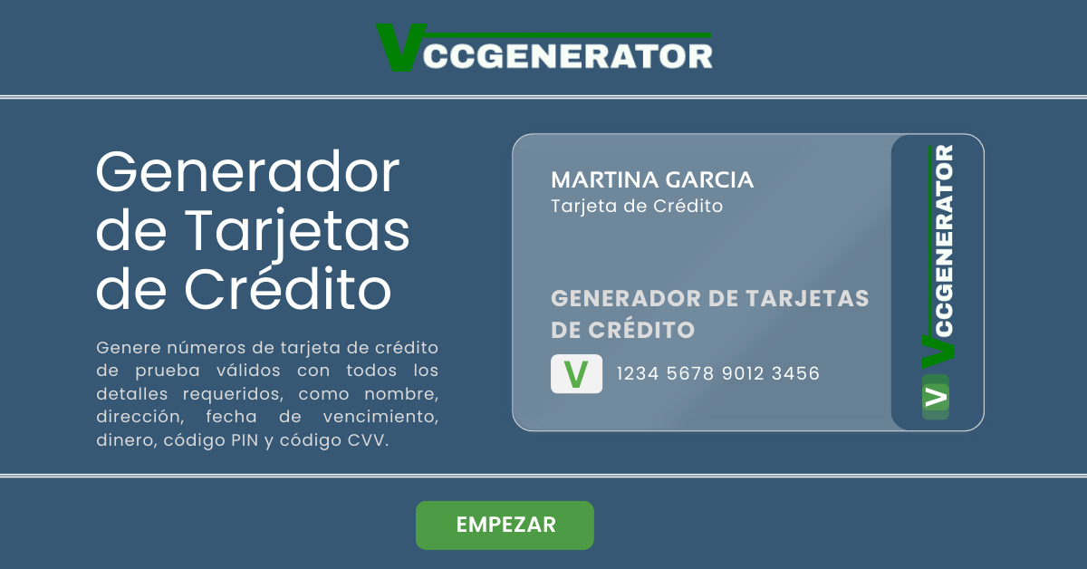 Generador De Tarjetas De Credito Con Codigo Postal
